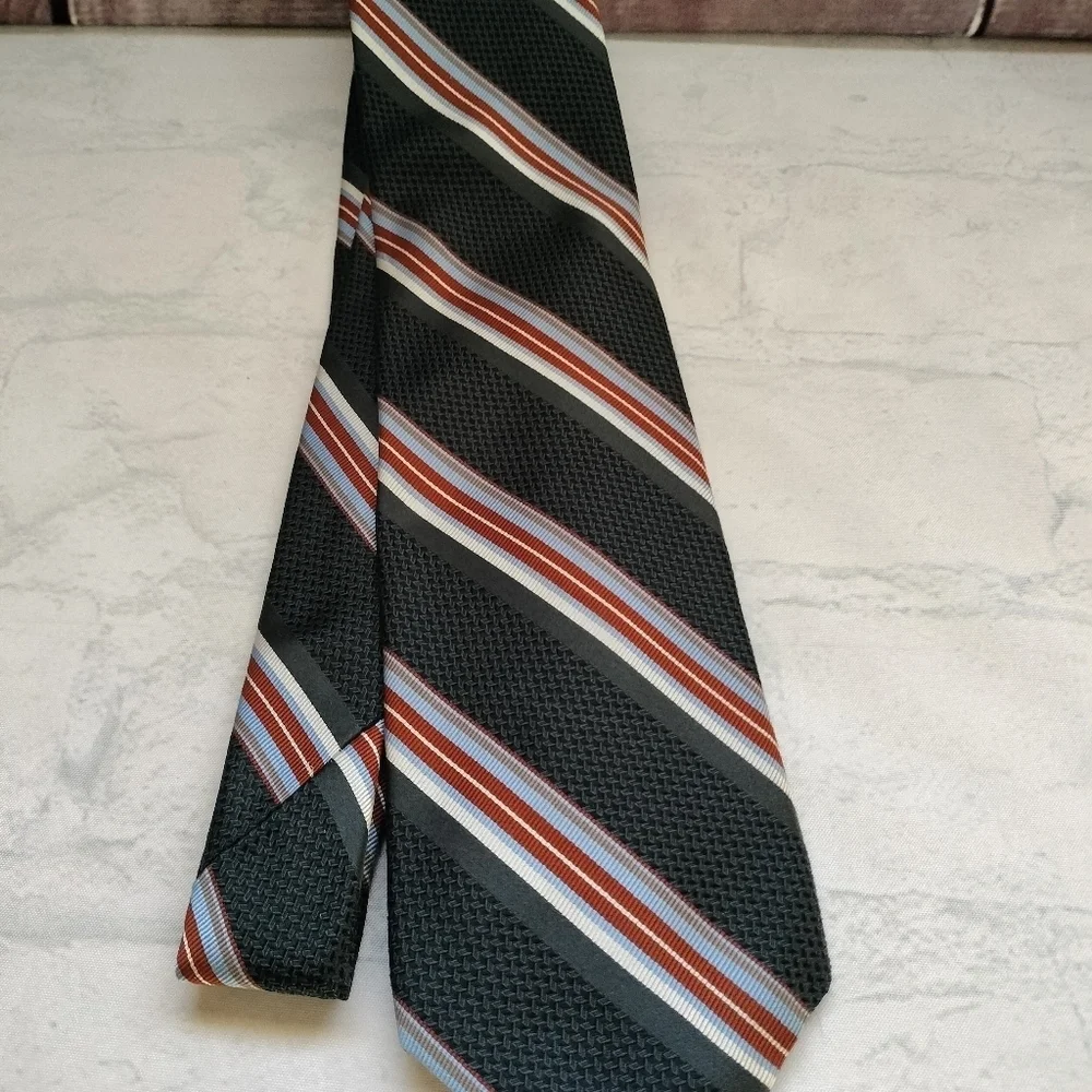 Robert Talbott Men's Striped Tie  Gray Multicolored Finest Silk Handsewn Retro